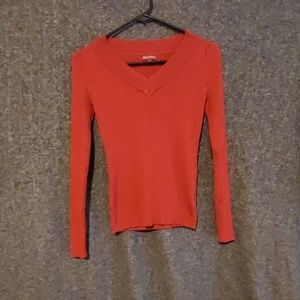 Long Sleeve V-Neck Sweater in Red by Merona